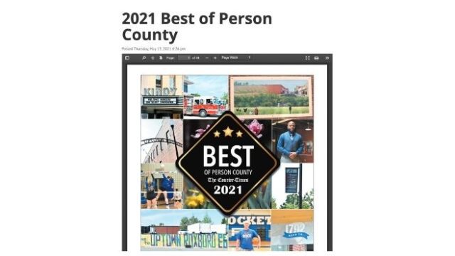 2021 Best of Person County