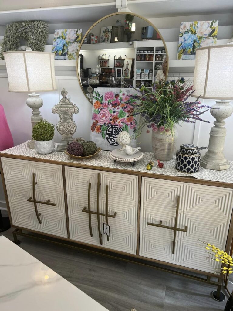 Lamps and home décor items on display in a store