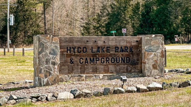 A sign reading Hyco Lake Park & Campground