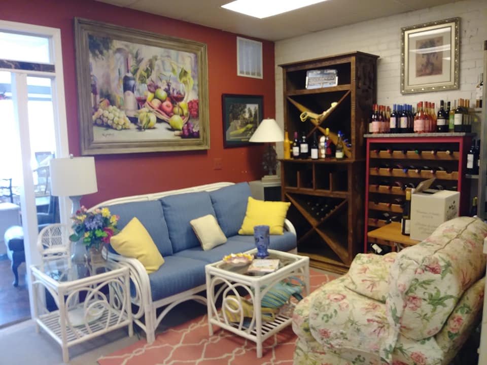 Furniture and home décor items displayed at a consignment store