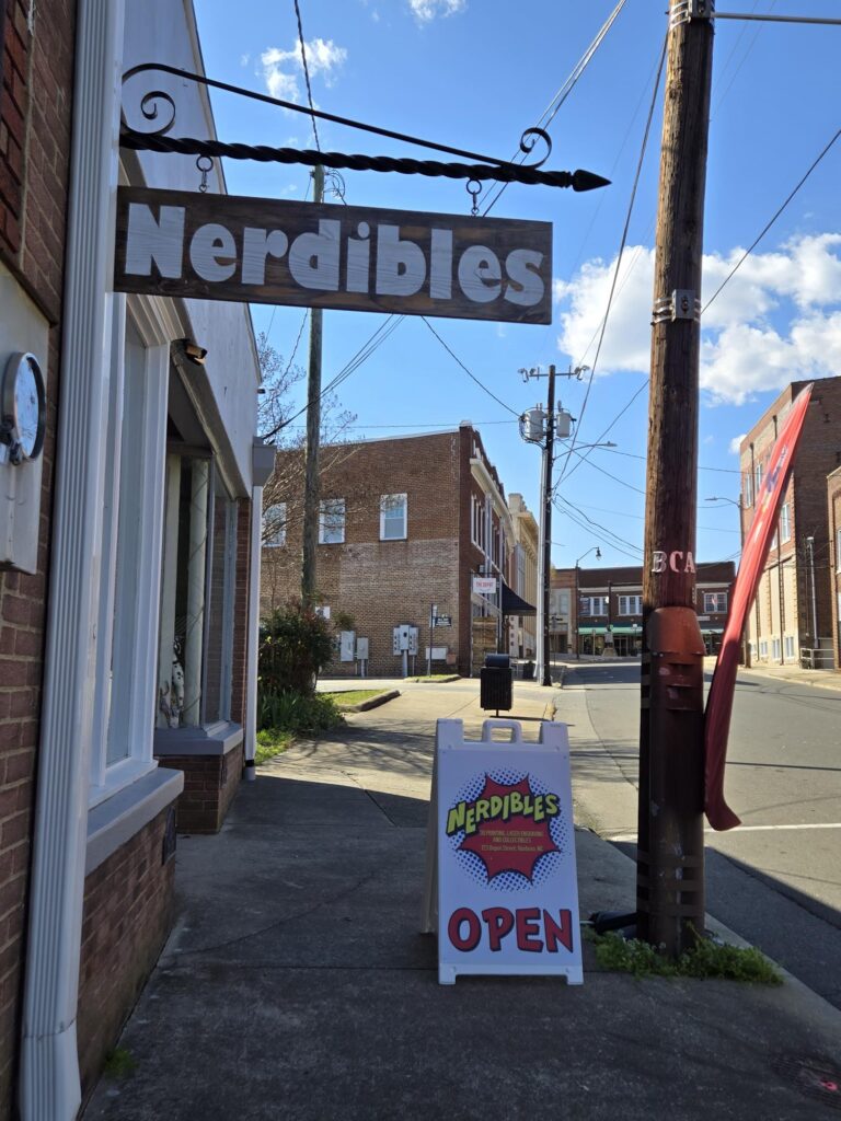 Nerdibles sign and storefront