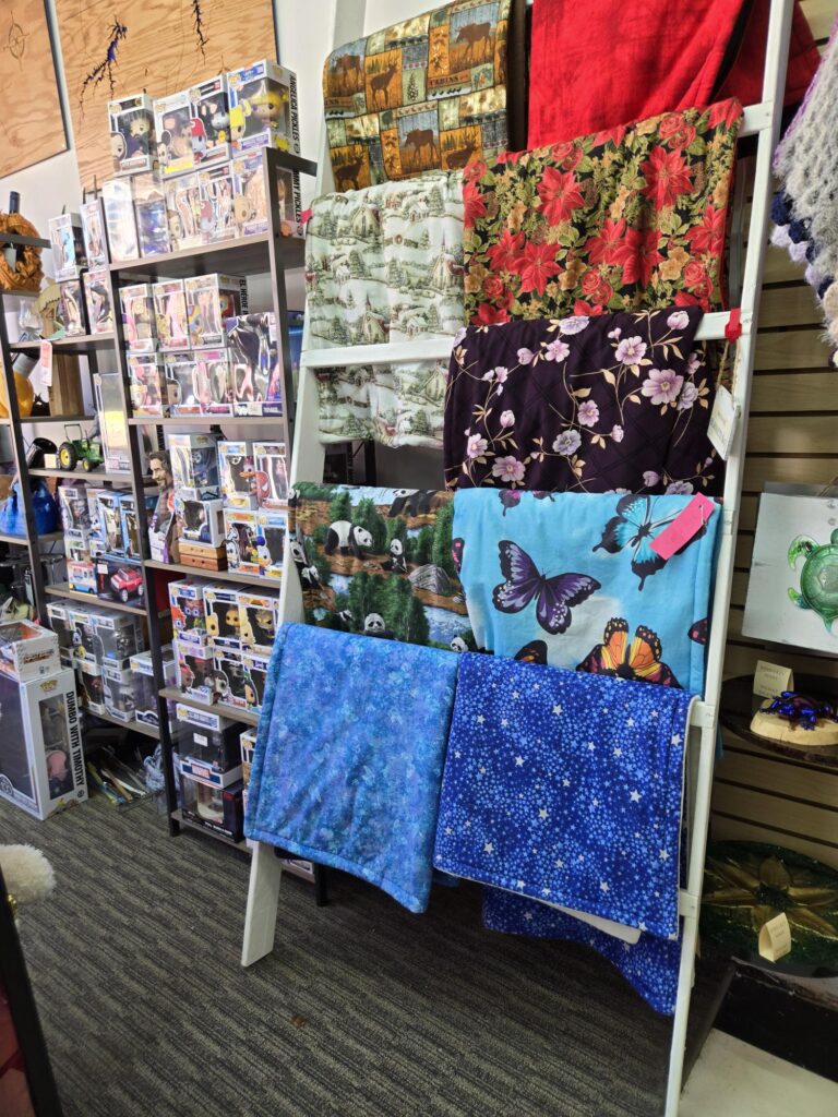 Nerdibles display of locally made blankets