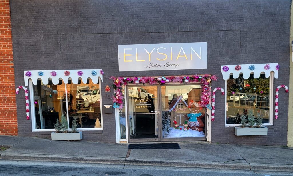 Elysian Salon Holiday Window Display